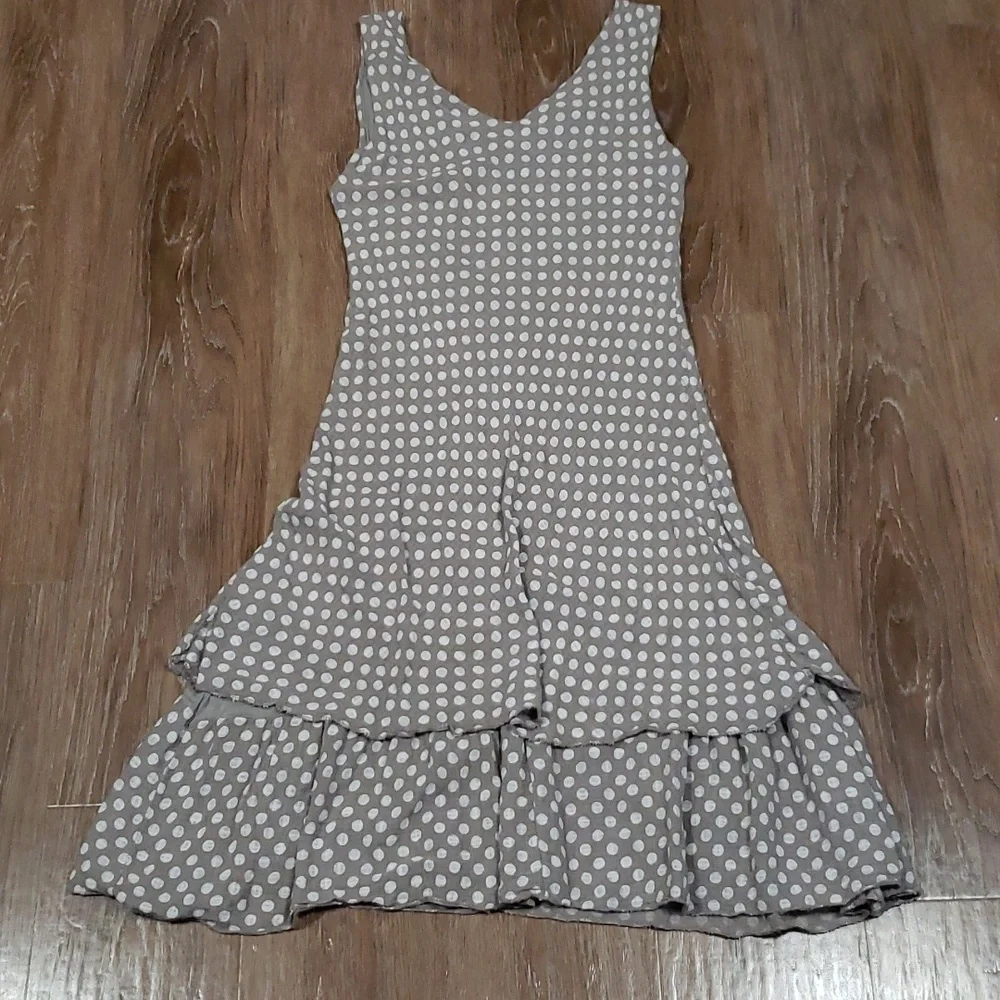 (L) Angela Mara Made in Italy Polka Dot Print Ruffle Midi Slim Fit Vacation - Picture 8 of 9